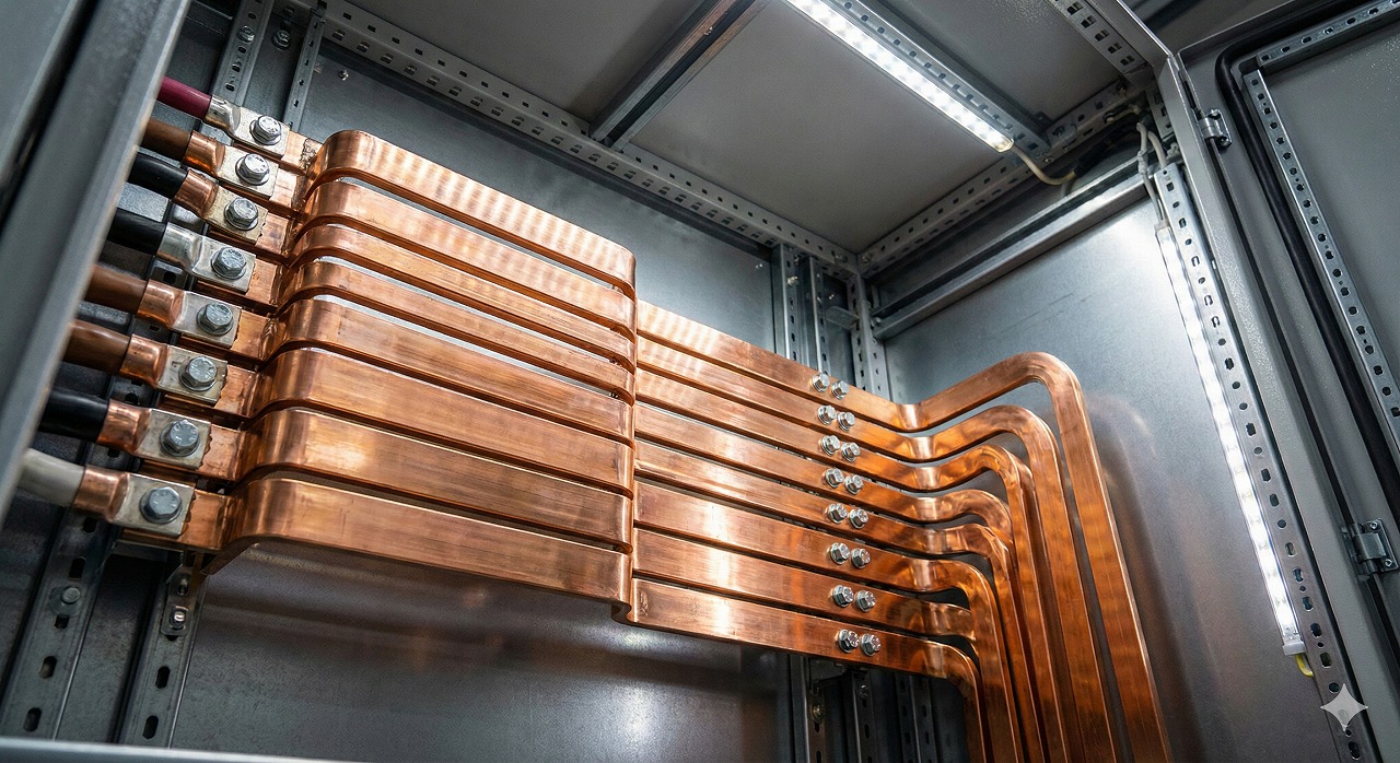 配電盤におけるブスバー（銅帯）において